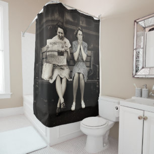 Vintage Friends Laughing Together Shower Curtain