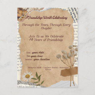 Vintage Friendship Anniversary celebration Postcard