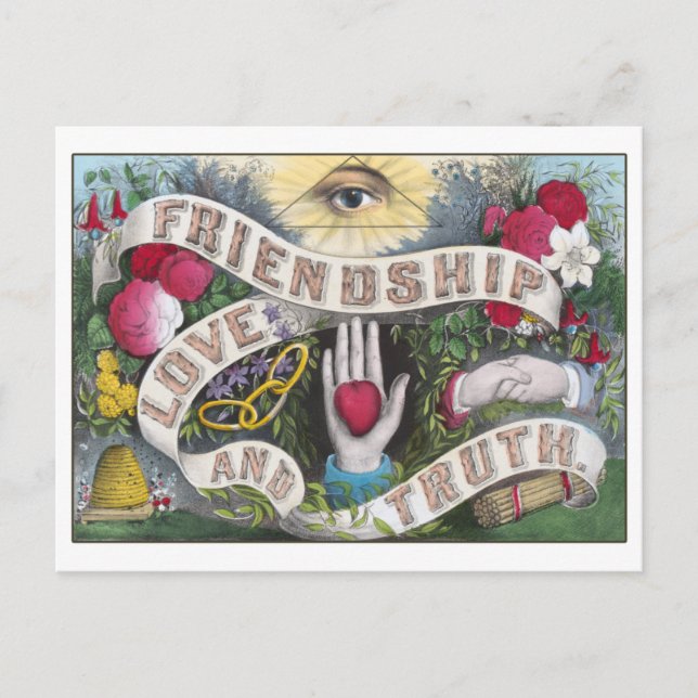 Vintage Friendship, Love and Truth Postcard (Front)