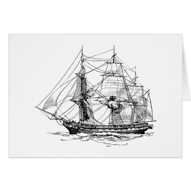 Vintage Frigate at Sea, (Front Horizontal)