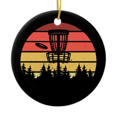 Vintage Frisbee Basket Disc Golf Sport Ultimate Ceramic Ornament