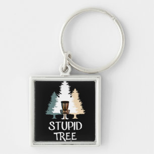 Vintage Frisbee Disc Golf Stupid Tree Keychain