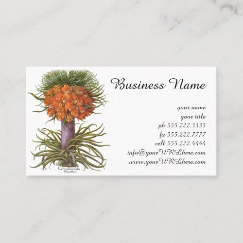 Vintage Fritillaria Flowers by Basilius Besler Business Card