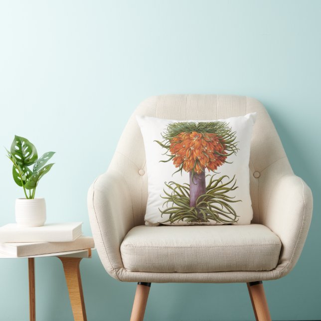 Vintage Fritillaria Flowers by Basilius Besler Throw Pillow (Chair)