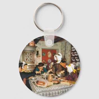 Vintage Frnace  Auvergne  Family Meal Keychain by Franceimages at Zazzle
