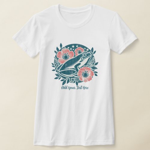 Vintage Frog and Flowers Amphibian Love in Nature T_Shirt