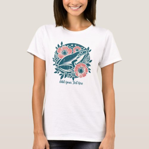Vintage Frog and Flowers Amphibian Love in Nature  T_Shirt