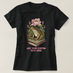 Vintage Frog Book Wildfower forest Toad Frog Lover T-Shirt