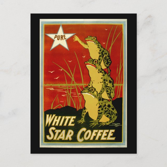 Vintage frog coffee advert card (Front)
