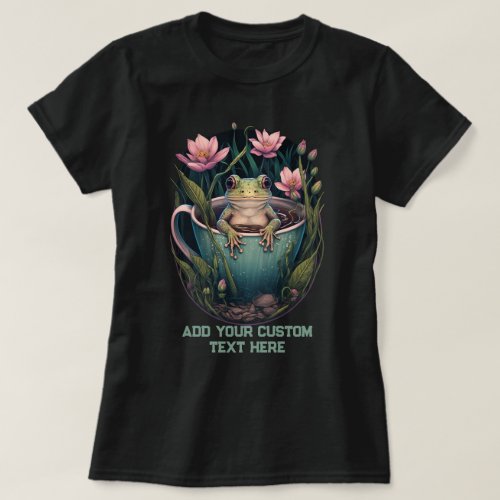 Vintage Frog Cup Wildfower forest Toad Frog Lover T_Shirt