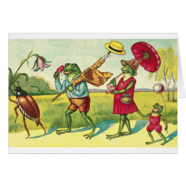 Vintage - Frog Family Summer Outing, Cards (Front Horizontal)