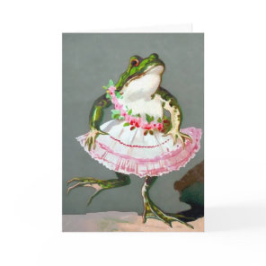 Vintage Frog in a Dress Customizable Card