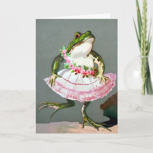 Vintage Frog in a Dress Customizable Card