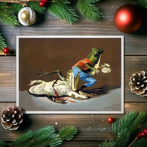 Vintage Frog Murder Christmas Card
