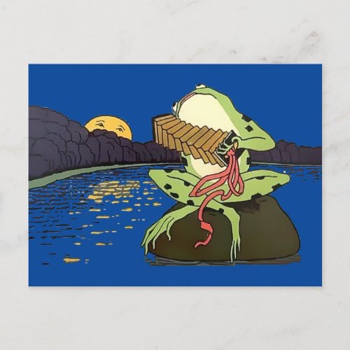 Vintage Frog Playing A Concertina Postcard