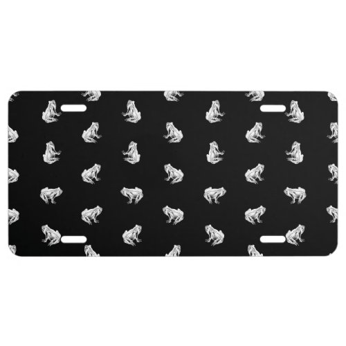 Vintage Frog Print Pattern Frogs Art Design Black License Plate