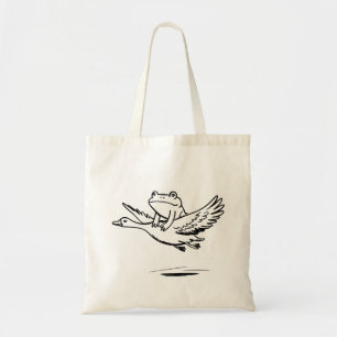 Vintage Frog Riding Goose Nature Whimsical Animal  Tote Bag