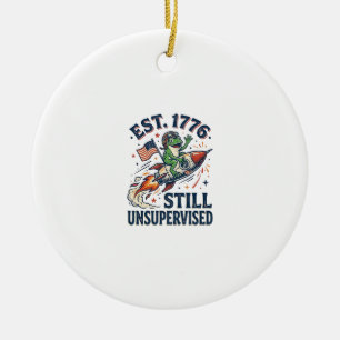 Vintage Frog Rocket Est 1776 Unsupervised Shirt_1 Ceramic Ornament