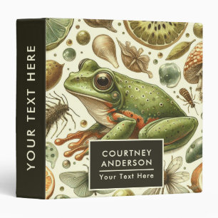 Vintage Frog Seamless Watercolor 3 Ring Binder