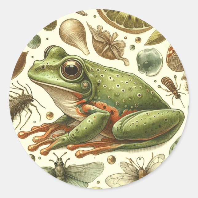Vintage Frog Seamless Watercolor Classic Round Sticker (Front)