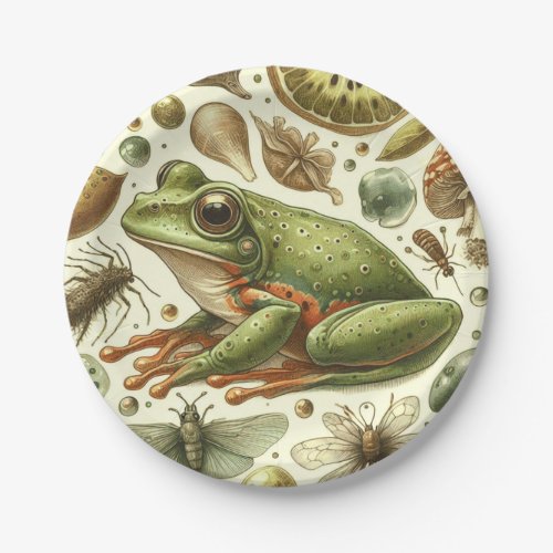 Vintage Frog Seamless Watercolor Paper Plates