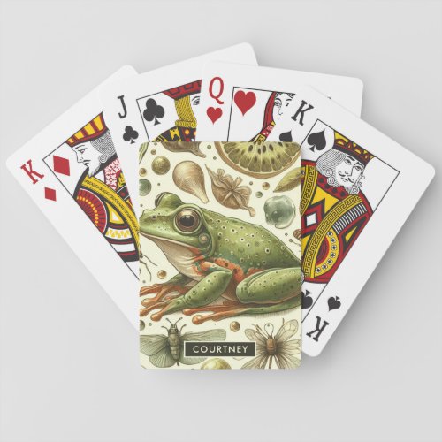 Vintage Frog Seamless Watercolor Poker Cards