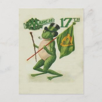 Vintage Frog Shillelagh Pipe St Patrick's Day Card by kinhinputainwelte at Zazzle