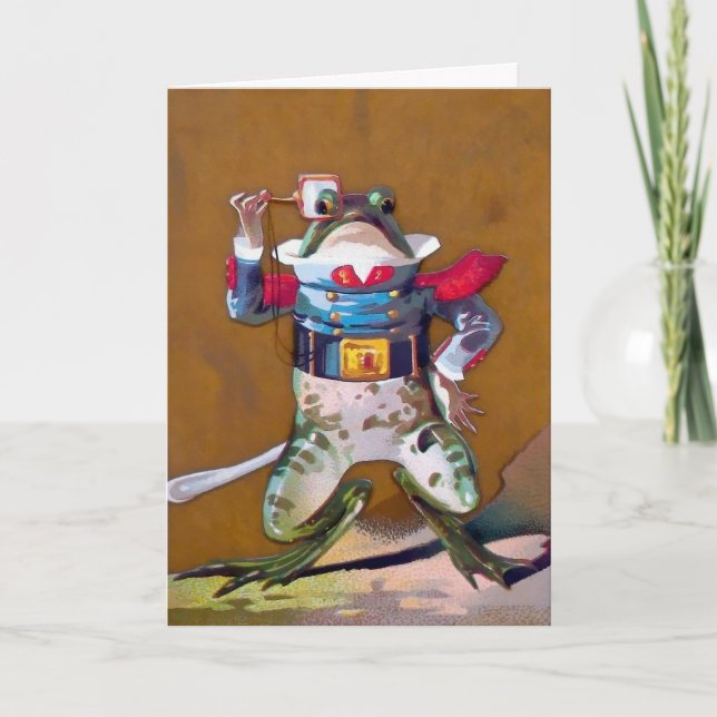 Vintage Frog with Monocle Customizable Card (Front)