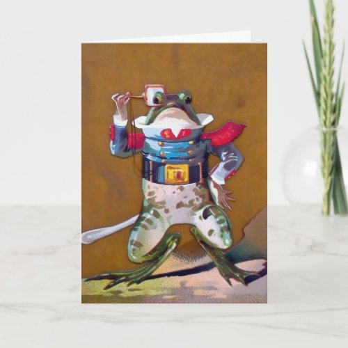 Vintage Frog with Monocle Customizable Card