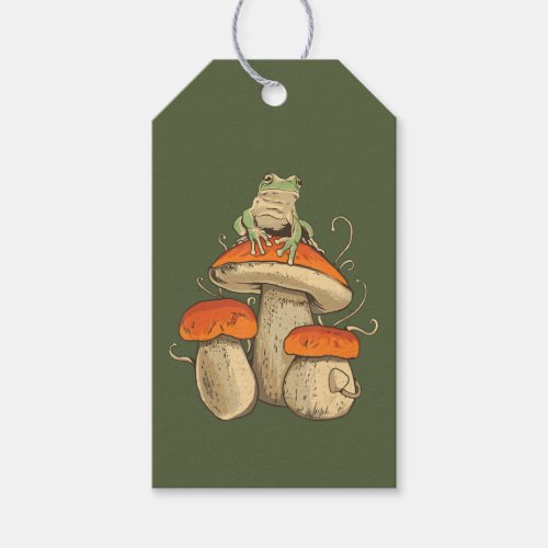 Vintage Frog With Mushrooms Cottagecore Gift Tags