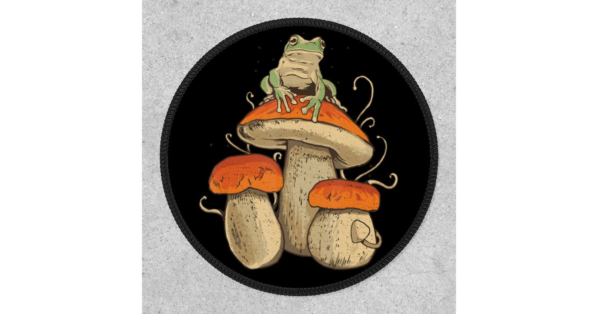 Vintage Frog With Mushrooms Cottagecore Patch | Zazzle