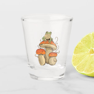 Vintage Frog With Mushrooms Cottagecore Shot Glass