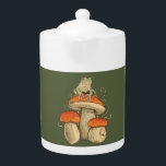 Vintage Frog With Mushrooms Cottagecore Teapot<br><div class="desc">Step into a whimsical world with our Vintage Frog With Mushrooms collection! Inspired by the charm of vintage illustrations, this collection features delightful frog and mushroom designs that evoke a sense of nostalgia and magic. Each item showcases the unique and captivating beauty of nature. Bring a touch of vintage enchantment...</div>