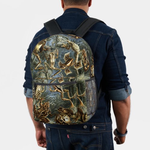 Vintage Frogs and Toads Batrachia by Ernst Haeckel Printed Backpack