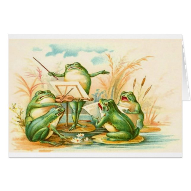 Vintage - Frogs Making Music, Cards (Front Horizontal)