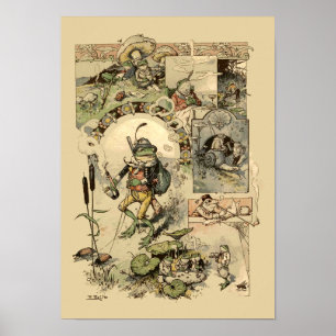 Vintage Frogs Mushrooms Snails Poster