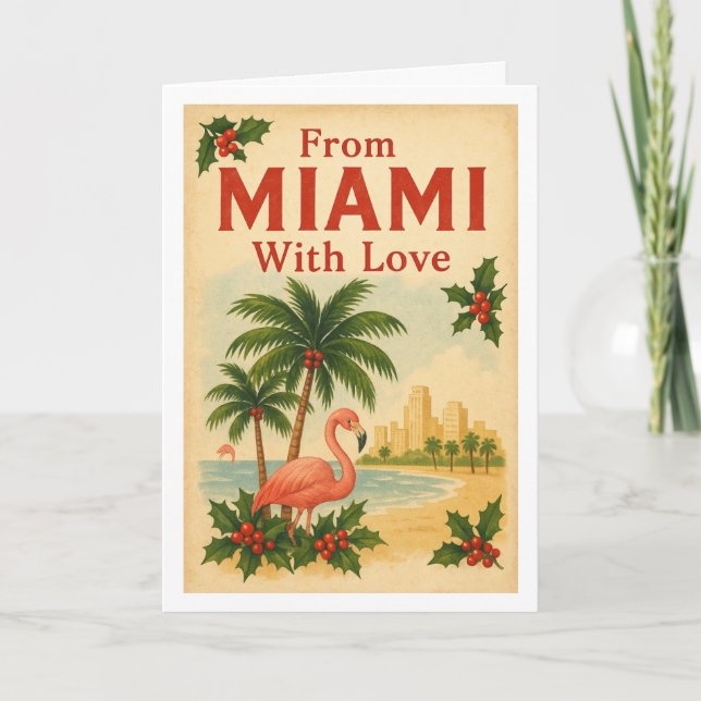 Vintage From Miami With Love Folded Christmas Card (Front)