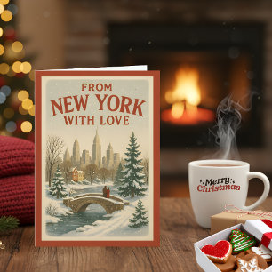 Vintage From New York With Love Christmas Folded Holiday Card