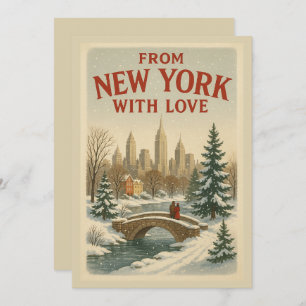 Vintage From New York With Love Christmas  Holiday Card
