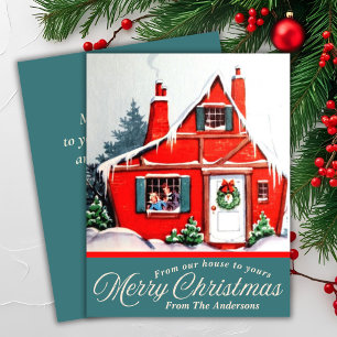 Vintage From Our House To Yours Custom Christmas Holiday Card