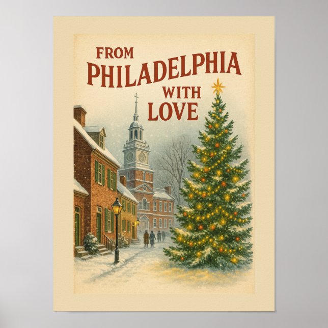 Vintage From Philadelphia With Love Christmas Poster (Front)