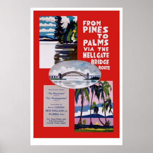 Vintage From Pines to Palms Hellgate Bridge Travel Poster