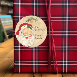 Vintage From Santa to Child Gift Christmas  Classic Round Sticker<br><div class="desc">This design may be personalized in the area provided by changing the photo and/or text. Or it can be customized by clicking Personalize this Template and then choosing the click to customize further option and delete or change the color of the background, add text, change the text color or style,...</div>