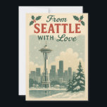 Vintage From Seattle With Love Christmas Holiday Card<br><div class="desc">Share heartfelt greetings from the Emerald City with this Vintage “From Seattle With Love” Christmas Holiday Card. Featuring a nostalgic skyline view and soft snowy details, this retro-inspired card captures the magic of Seattle during the holidays. Perfect for locals, tourists, or vintage art lovers looking to send festive cheer from...</div>