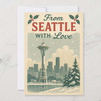 Vintage From Seattle With Love Christmas Holiday Card