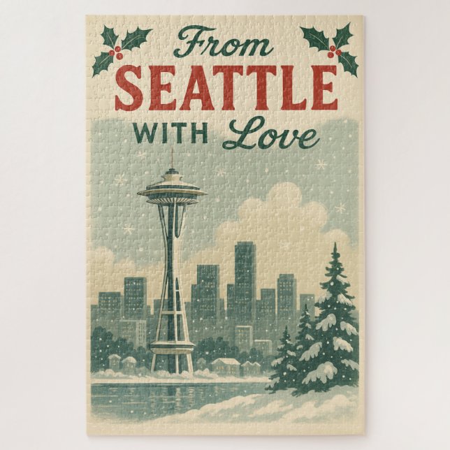 Vintage From Seattle With Love Jigsaw Puzzle (Vertical)