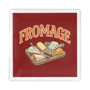 Vintage Fromage French Cheese Charcuterie Graphic  Acrylic Tray