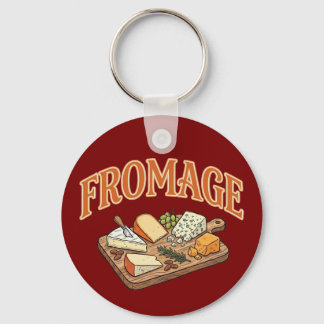 Vintage Fromage French Cheese Charcuterie Graphic  Keychain