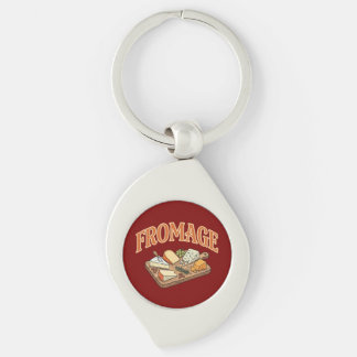Vintage Fromage French Cheese Charcuterie Graphic  Keychain