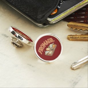 Vintage Fromage French Cheese Charcuterie Graphic  Lapel Pin